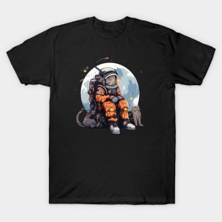 Space cat sitting with cats T-Shirt